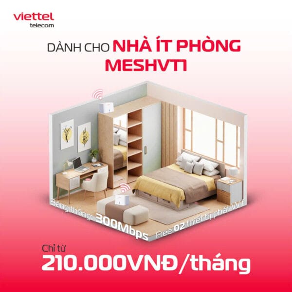 Thiết bị Mesh WiFi 6 Viettel lắp đặt trong phòng ngủ