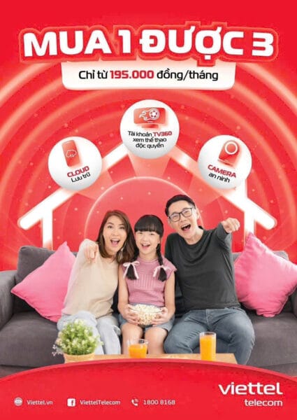 Gia đình xem TV360 dùng combo Internet Camera TV360 Viettel