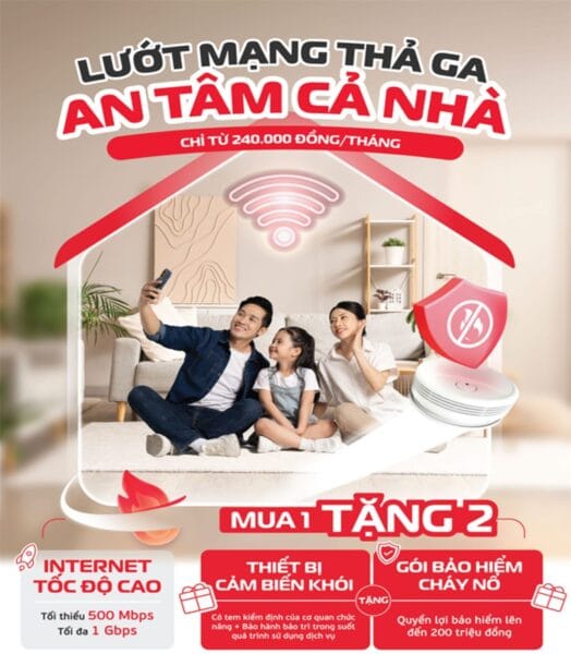 Lắp WiFi Viettel tặng cảm biến khói và bảo hiểm cháy nổ 200 triệu