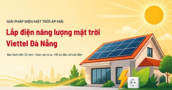 Lắp điện năng lượng mặt trời Viettel Đà Nẵng: nhà mái ngói gắn tấm pin mặt trời