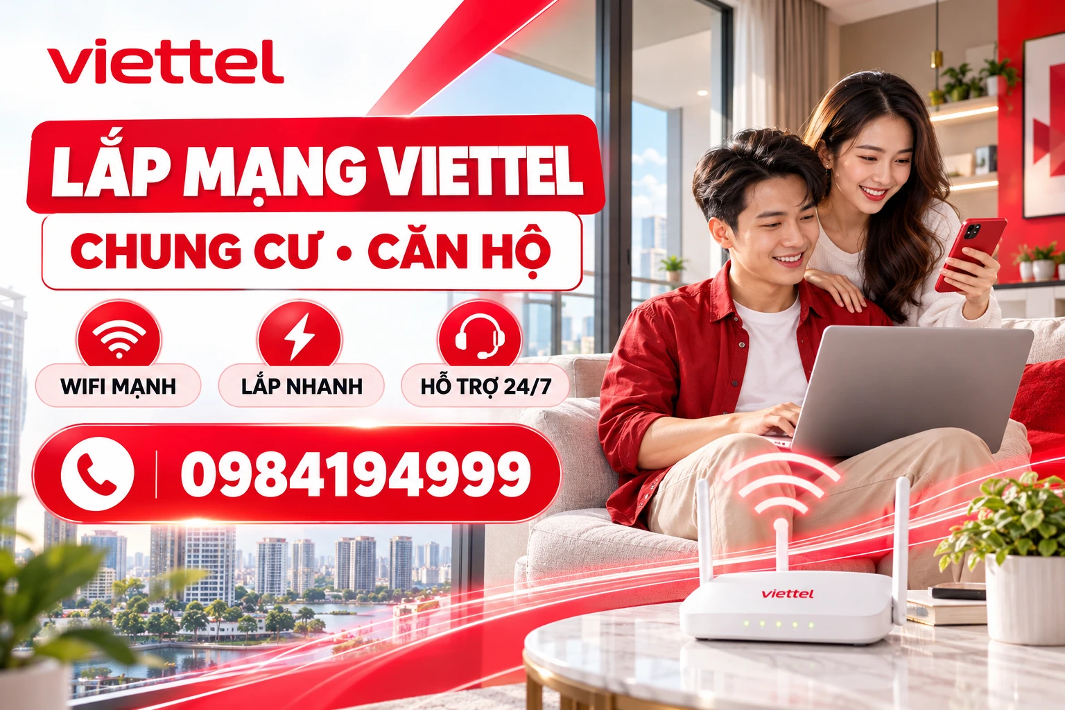 Lắp mạng Viettel cho chung cư, căn hộ tại Đà Nẵng, gọi 0984 194 999