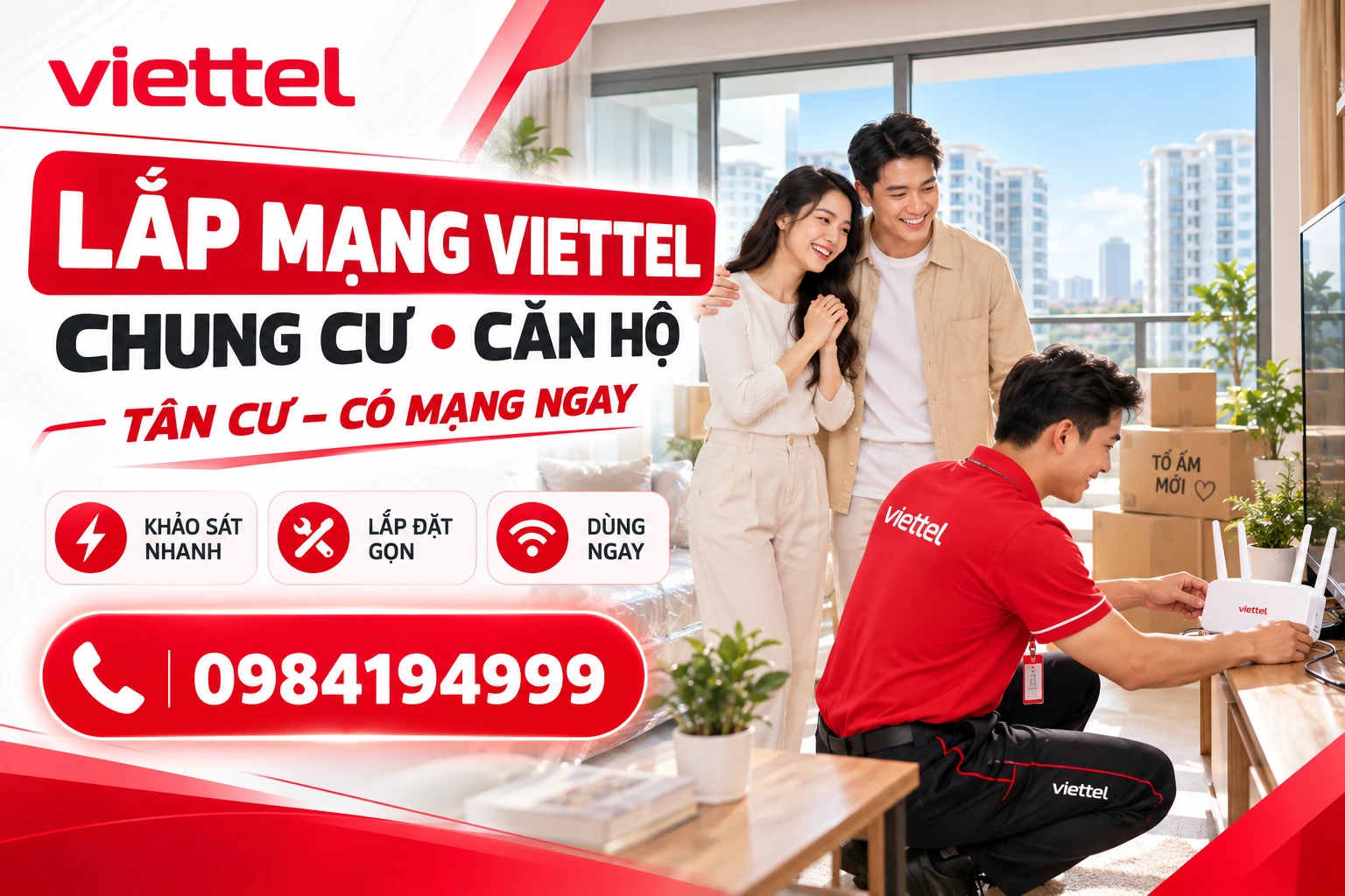 Lắp mạng Viettel cho nhà mới ở Khu đô thị Hòa Xuân, Đà Nẵng