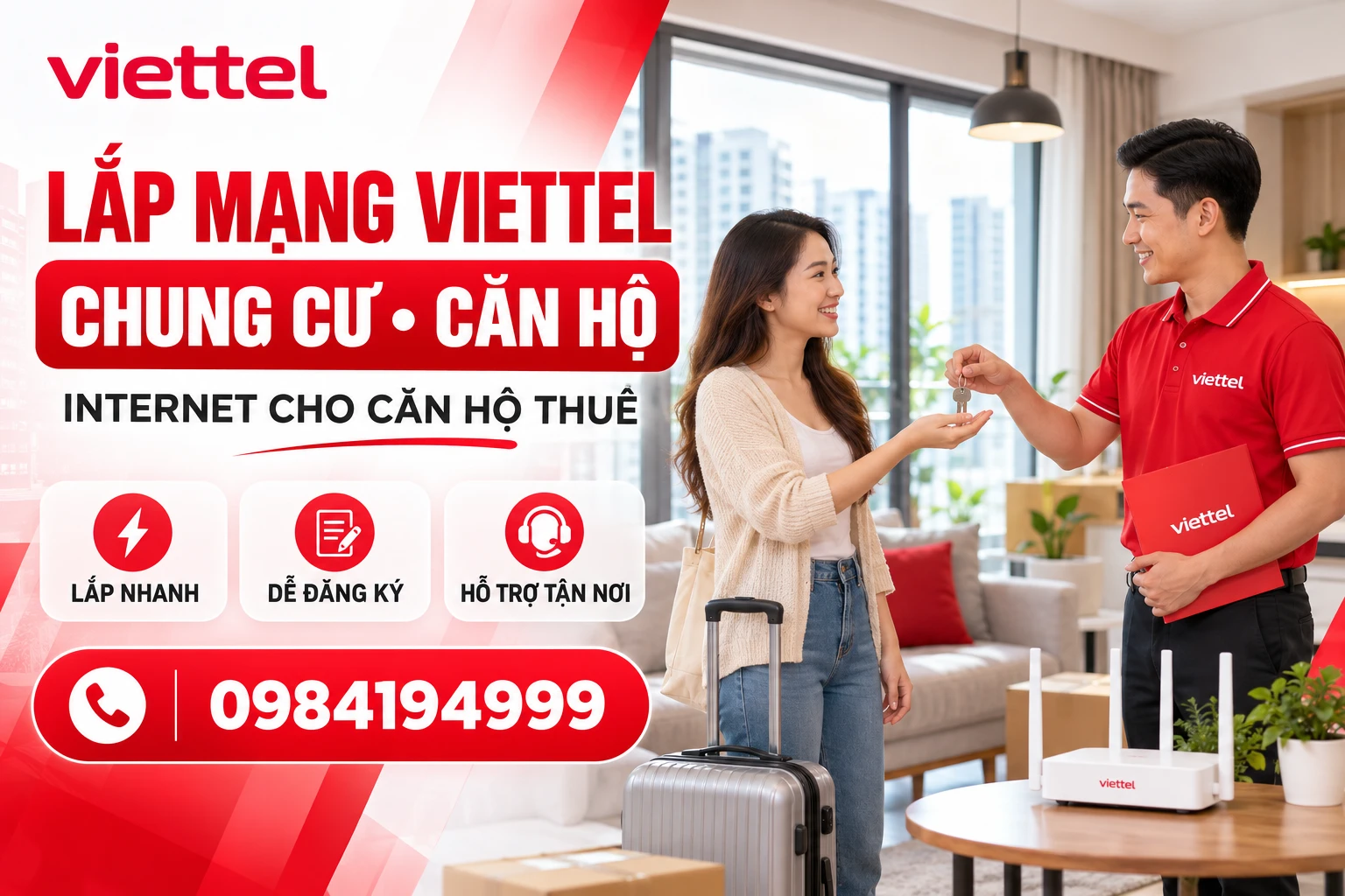 Mới nhận căn hộ chung cư: 6 việc cần làm để có mạng Viettel trong 48 giờ
