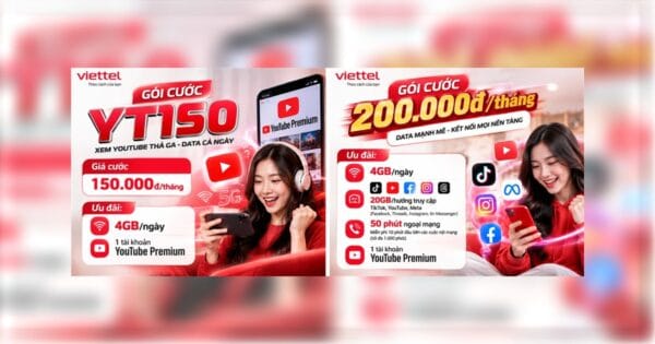 Gói YT150 và YT200 Viettel: 4GB/ngày kèm YouTube Premium